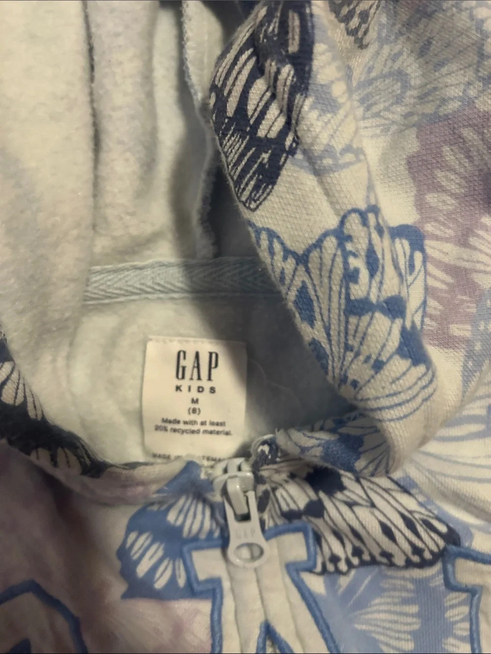 GAP Girls Butterfly Zip Hoodie & Joggers - Light Blue, Navy & White